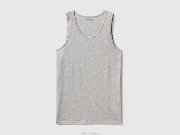 Heren Benetton tanktop van biologisch stretchkatoen lichtgrijs 4R624730