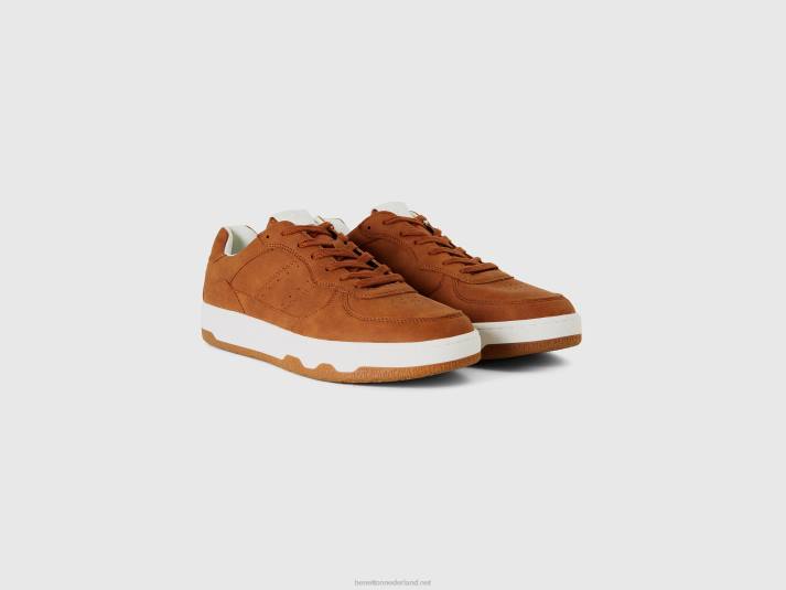 Heren Benetton bruine lage sneakers bruin 4R621567