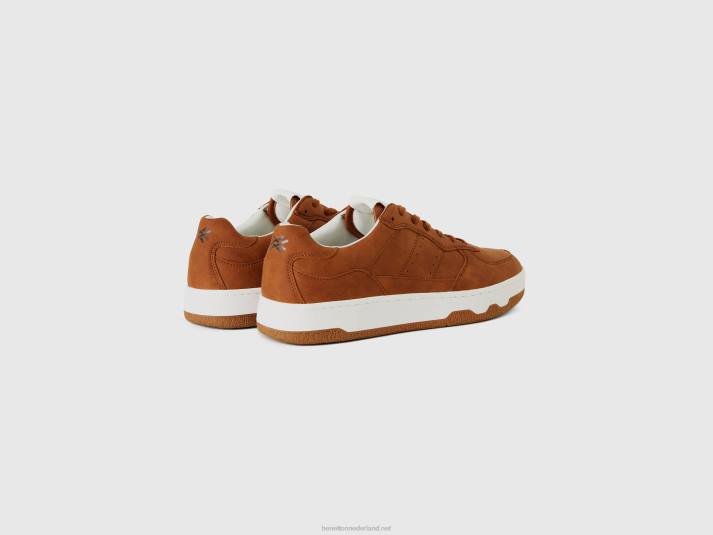 Heren Benetton bruine lage sneakers bruin 4R621567