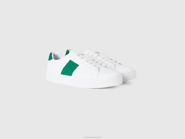 Heren Benetton lage sneakers met groen logo groente 4R62801