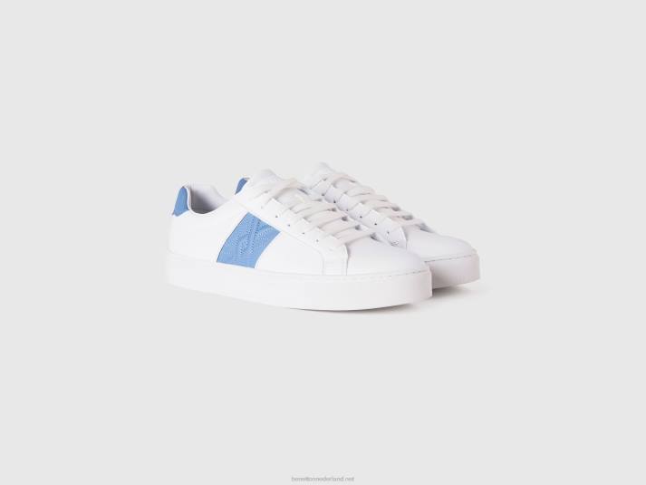 Heren Benetton lage sneakers met hemelsblauw logo hemelsblauw 4R62819