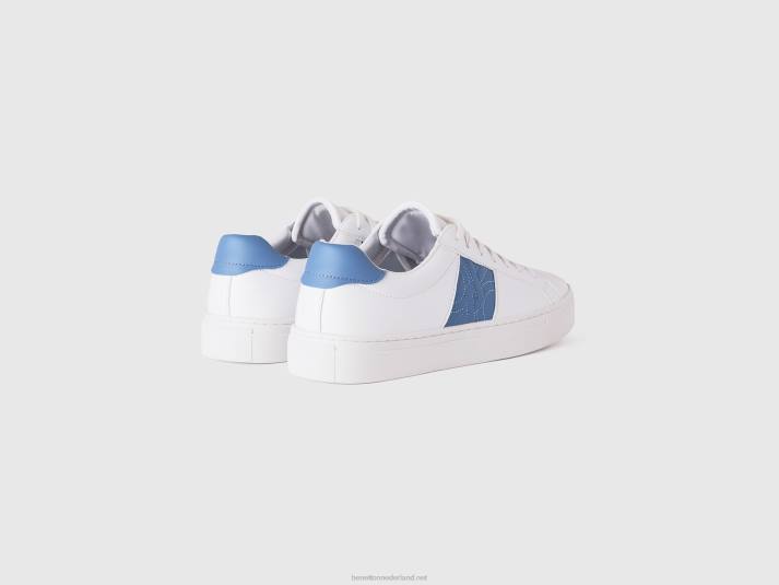 Heren Benetton lage sneakers met hemelsblauw logo hemelsblauw 4R62819