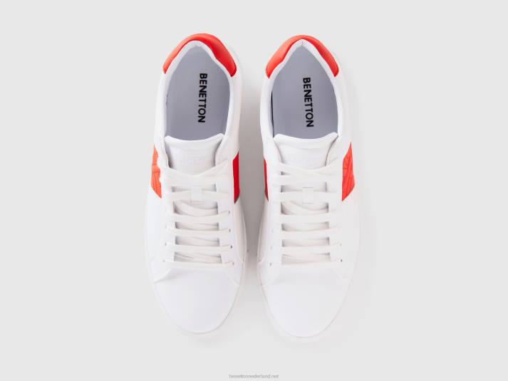 Heren Benetton lage sneakers met oranje logo oranje 4R62759