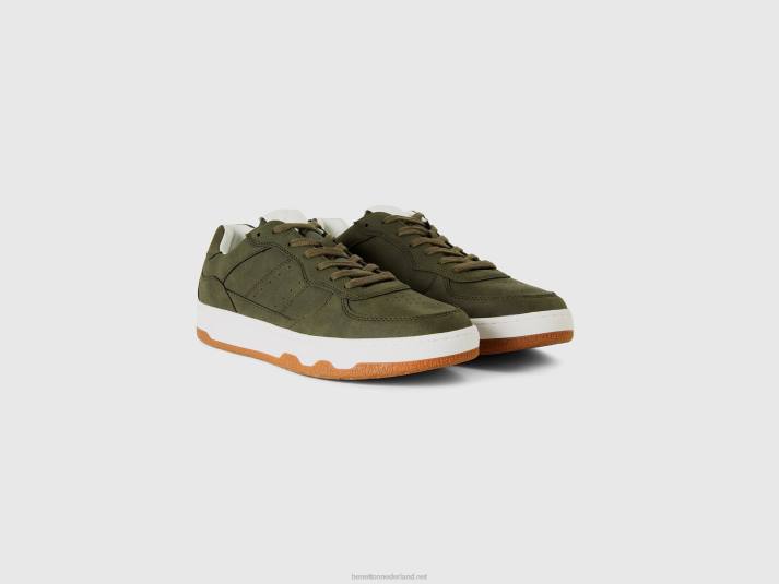 Heren Benetton legergroene lage sneakers militair groen 4R621552