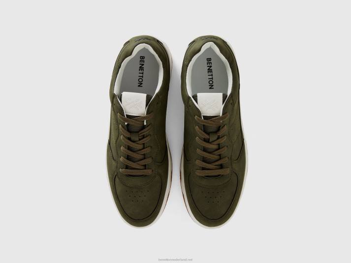 Heren Benetton legergroene lage sneakers militair groen 4R621552