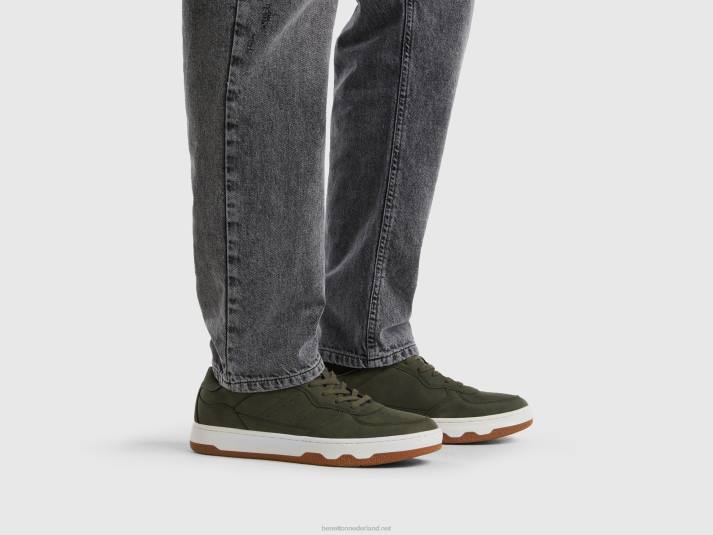 Heren Benetton legergroene lage sneakers militair groen 4R621552