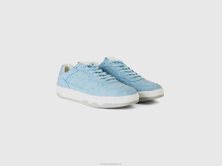 Heren Benetton lichtblauwe lage canvas sneakers lichtblauw 4R621536