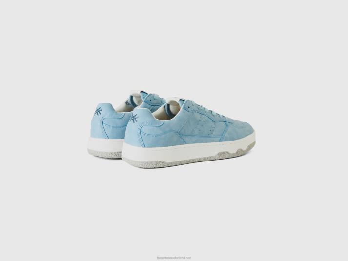 Heren Benetton lichtblauwe lage canvas sneakers lichtblauw 4R621536