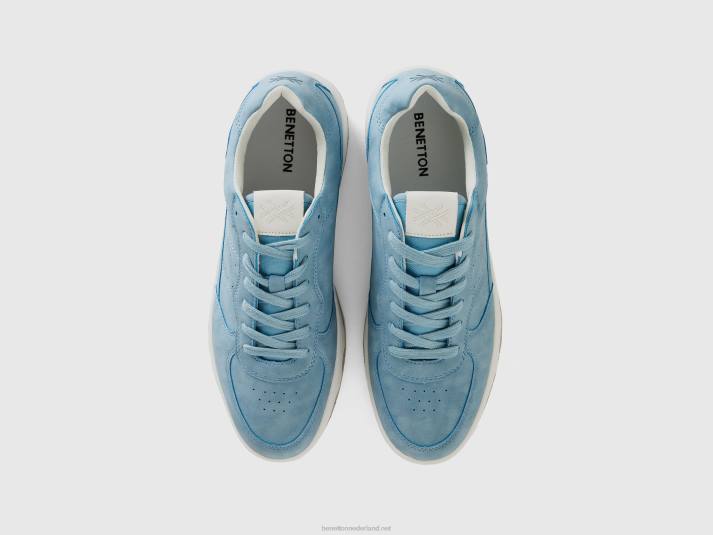 Heren Benetton lichtblauwe lage canvas sneakers lichtblauw 4R621536