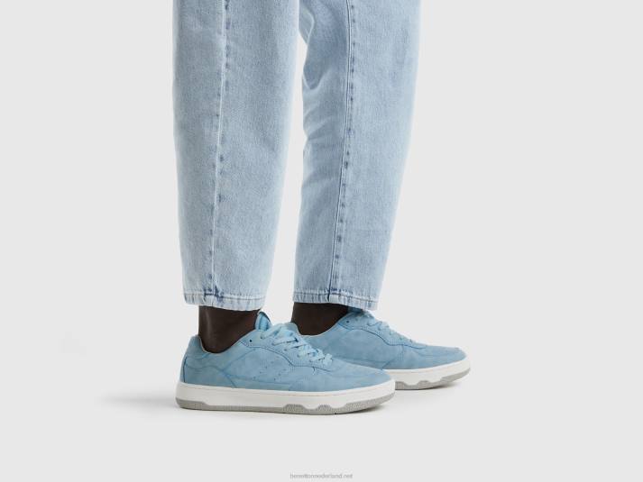 Heren Benetton lichtblauwe lage canvas sneakers lichtblauw 4R621536