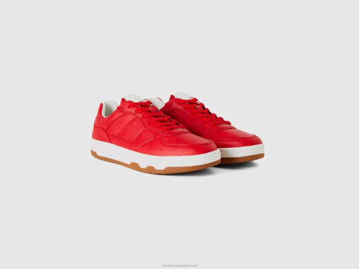 Heren Benetton rode lage sneakers rood 4R621533