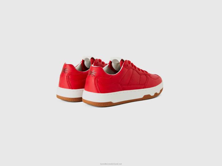 Heren Benetton rode lage sneakers rood 4R621533