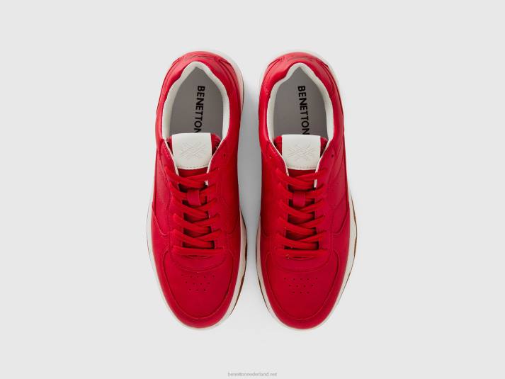 Heren Benetton rode lage sneakers rood 4R621533