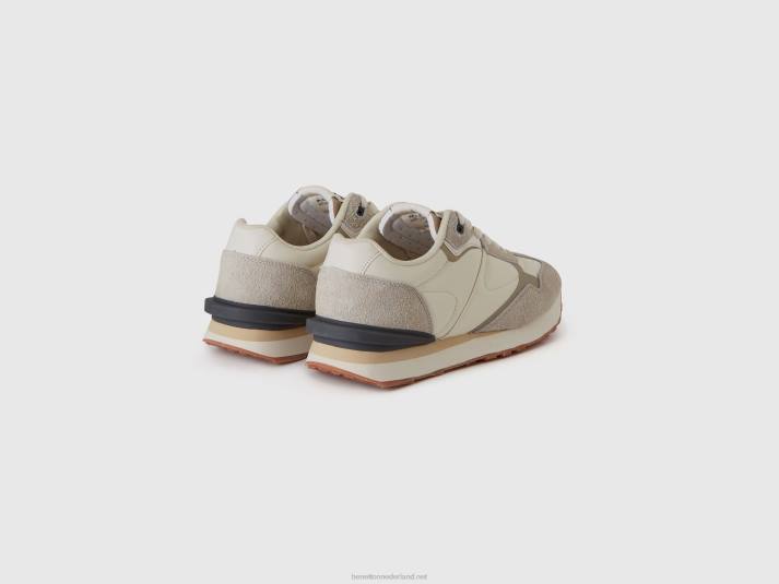 Heren Benetton sneakers van een mix van nylon en leer wit 4R621497