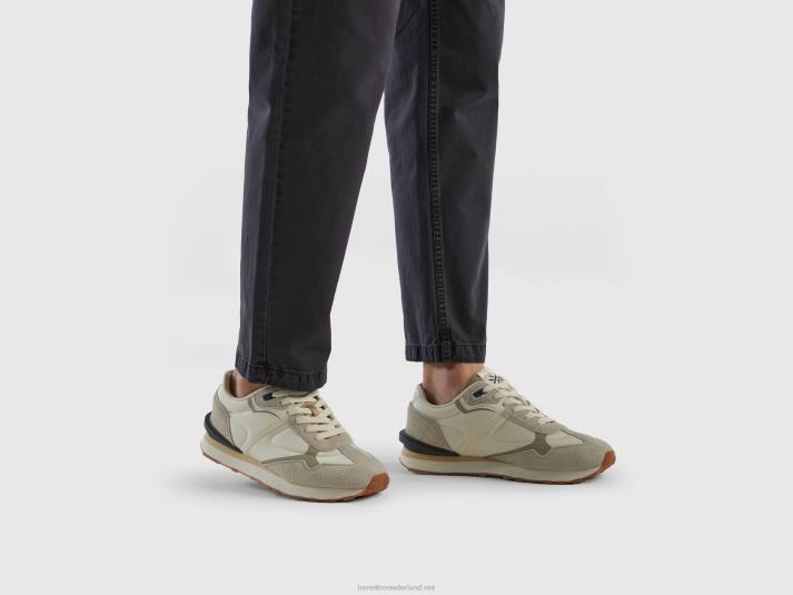 Heren Benetton sneakers van een mix van nylon en leer wit 4R621497
