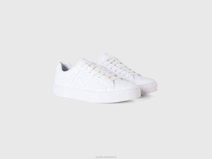 Heren Benetton witte sneakers met logo wit 4R62816