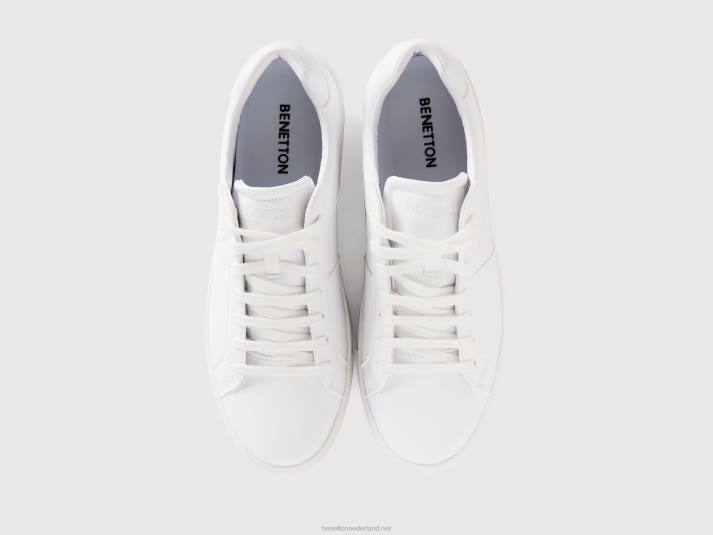Heren Benetton witte sneakers met logo wit 4R62816