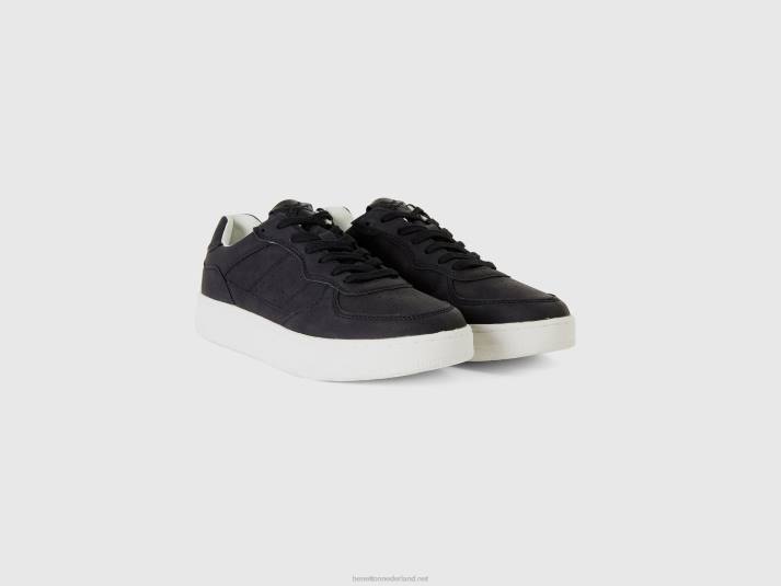 Heren Benetton zwarte lage sneakers zwart 4R621566