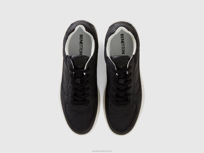 Heren Benetton zwarte lage sneakers zwart 4R621566