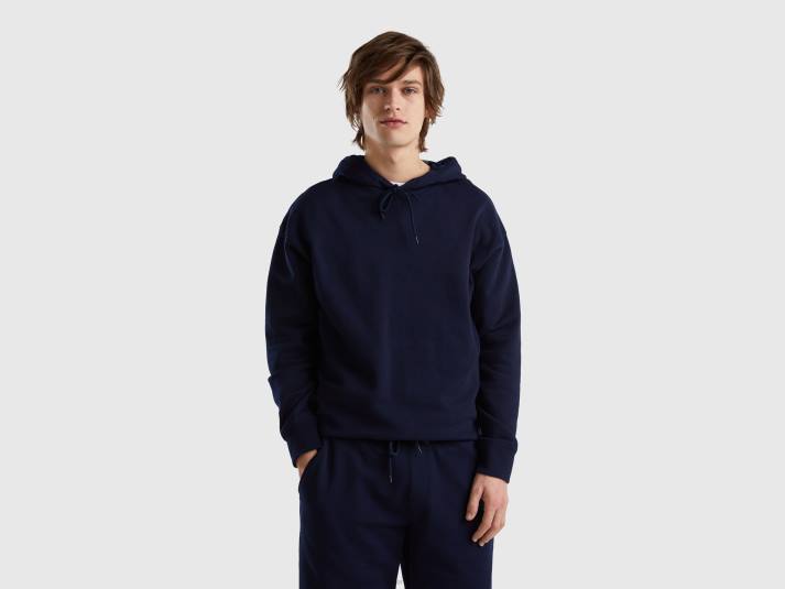 Heren Benetton Hoodie van 100% katoen donkerblauw 4R621329