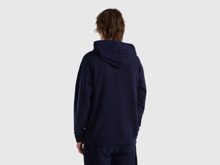Heren Benetton Hoodie van 100% katoen donkerblauw 4R624527