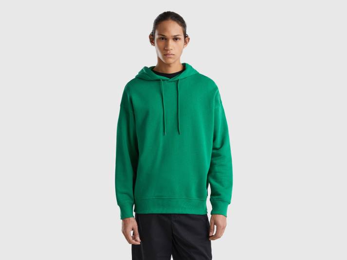 Heren Benetton Hoodie van 100% katoen donkergroen 4R621338