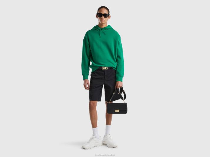 Heren Benetton Hoodie van 100% katoen donkergroen 4R621338