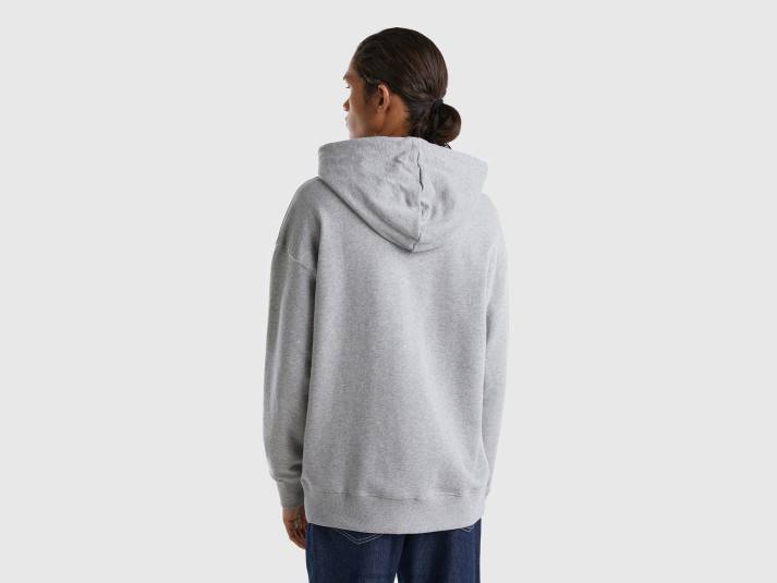 Heren Benetton Hoodie van 100% katoen lichtgrijs 4R621327