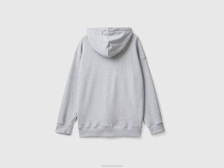 Heren Benetton Hoodie van 100% katoen lichtgrijs 4R621327