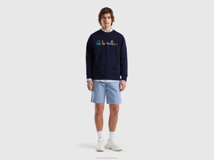 Heren Benetton Sweatshirt van 100% katoen met logo donkerblauw 4R624515
