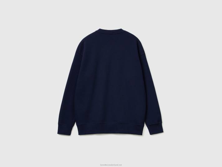 Heren Benetton Sweatshirt van 100% katoen met logo donkerblauw 4R624515