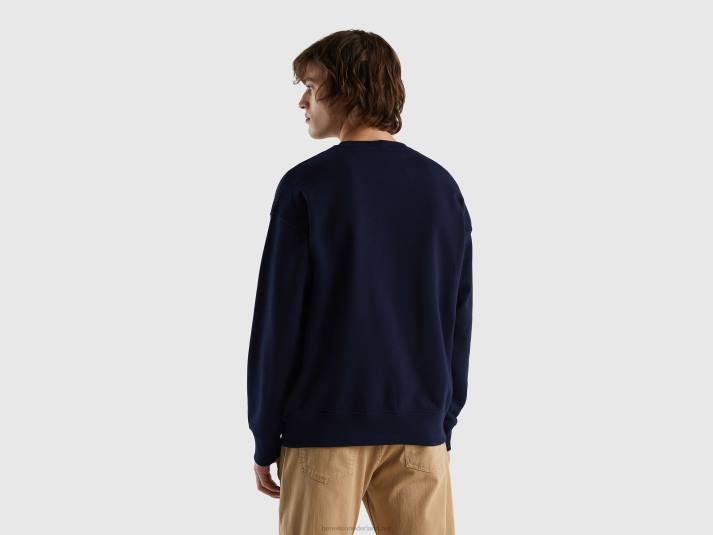 Heren Benetton Trui van 100% katoen donkerblauw 4R624530