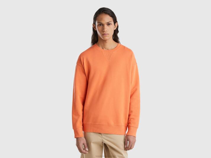 Heren Benetton Trui van 100% katoen met ronde hals oranje 4R621322