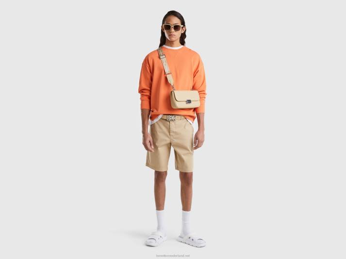 Heren Benetton Trui van 100% katoen met ronde hals oranje 4R621322