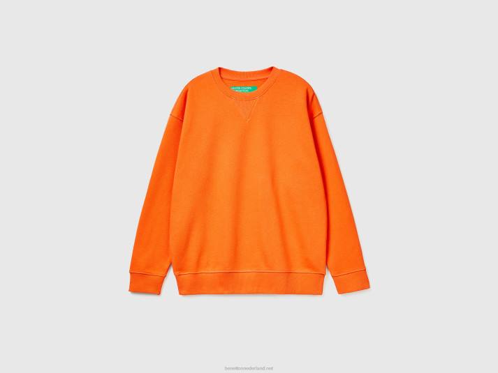 Heren Benetton Trui van 100% katoen met ronde hals oranje 4R624513