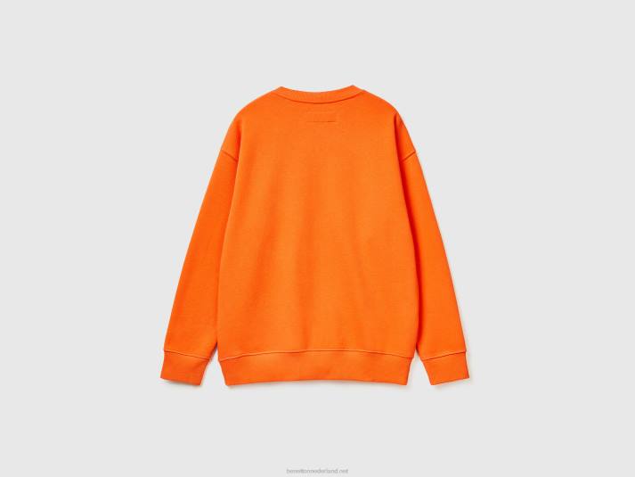 Heren Benetton Trui van 100% katoen met ronde hals oranje 4R624513