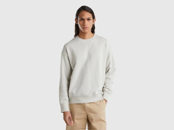 Heren Benetton Trui van 100% katoen met ronde hals parelgrijs 4R621312