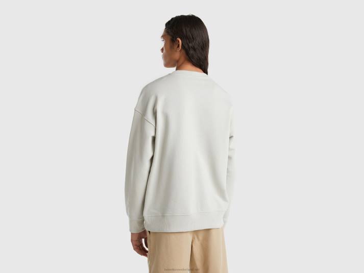 Heren Benetton Trui van 100% katoen met ronde hals parelgrijs 4R621312
