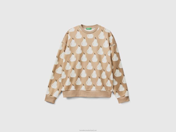 Heren Benetton beige sweatshirt met perenprint beige 4R621320