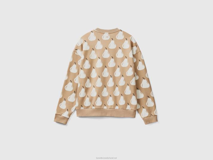 Heren Benetton beige sweatshirt met perenprint beige 4R621320