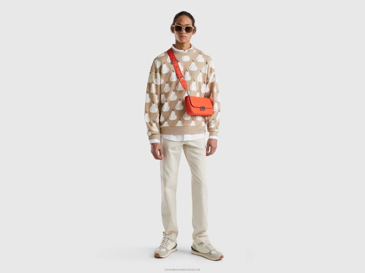 Heren Benetton beige sweatshirt met perenprint beige 4R624512