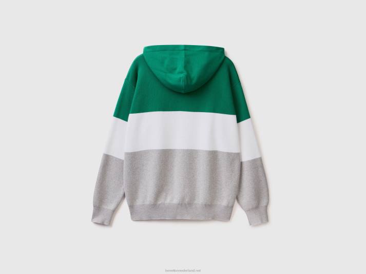 Heren Benetton gebreide hoodie met kleurvlakken lichtgrijs 4R621139