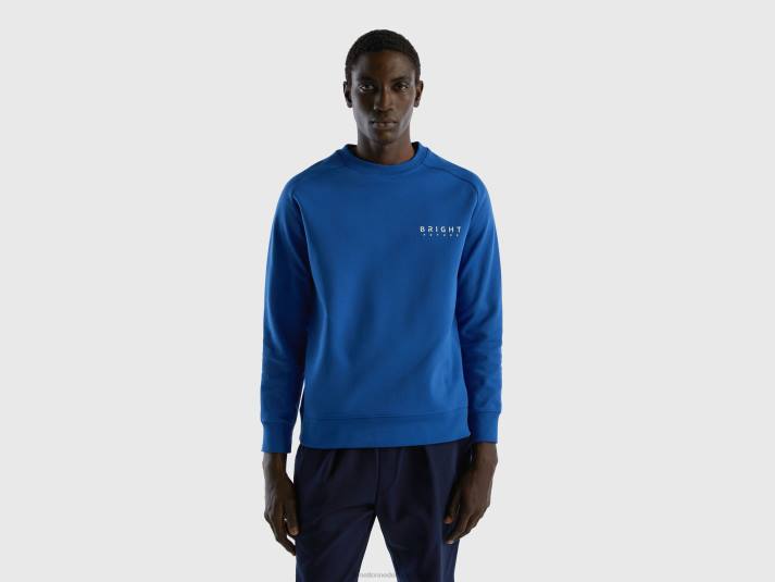 Heren Benetton hoodie met print van katoenmix helderblauw 4R621316