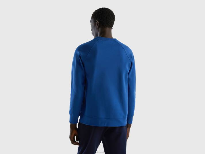 Heren Benetton hoodie met print van katoenmix helderblauw 4R621316