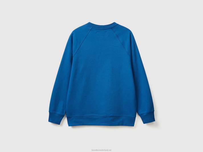 Heren Benetton hoodie met print van katoenmix helderblauw 4R621316