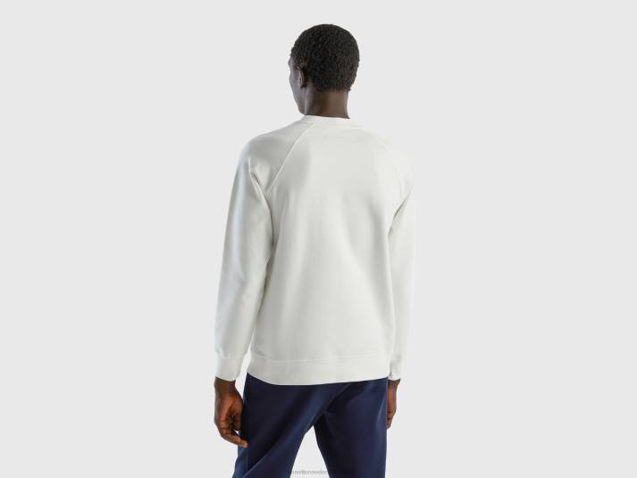 Heren Benetton hoodie met print van katoenmix romig wit 4R621319
