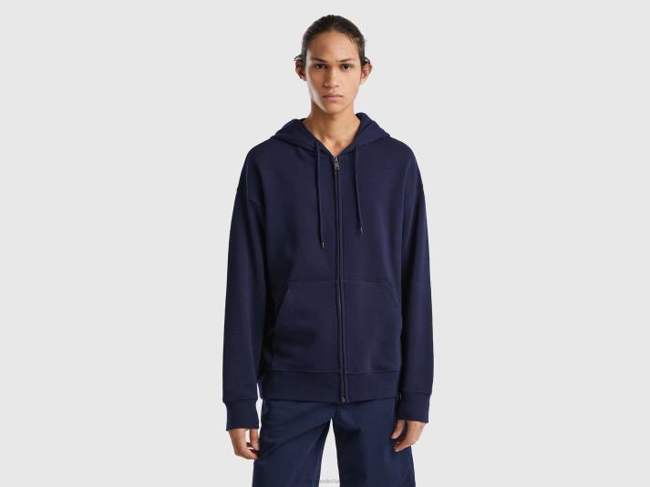 Heren Benetton hoodie met rits van katoen donkerblauw 4R621332