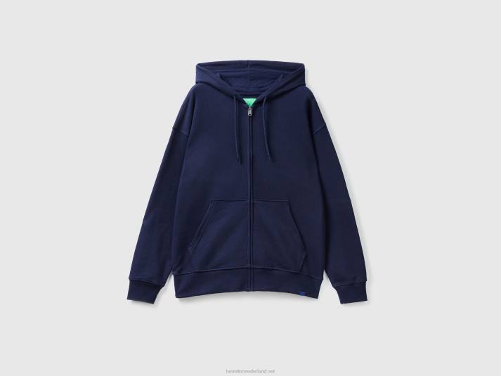 Heren Benetton hoodie met rits van katoen donkerblauw 4R621332