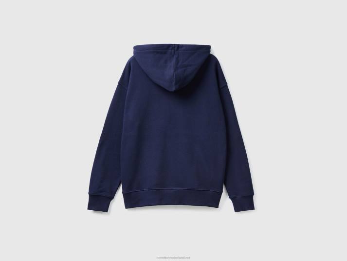 Heren Benetton hoodie met rits van katoen donkerblauw 4R621332