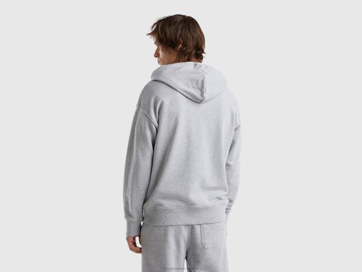 Heren Benetton hoodie met rits van katoen lichtgrijs 4R621330